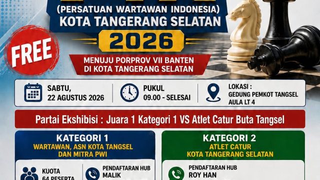 Menuju Porprov 2026, PWI Tangsel dan Percasi Gelar Turnamen Catur